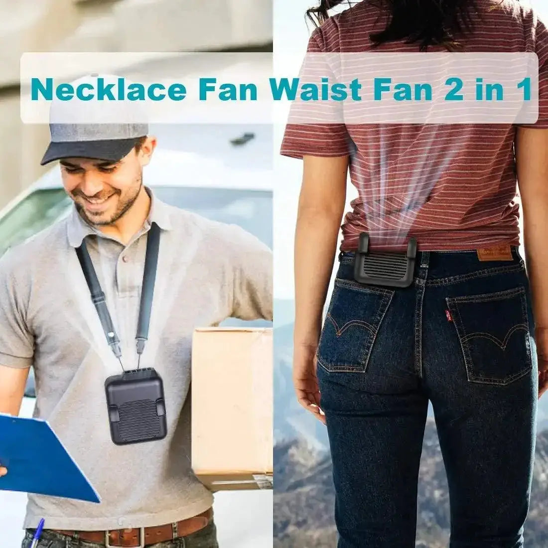 Portable USB Neck Hanging Mini Fan With Waist Clip