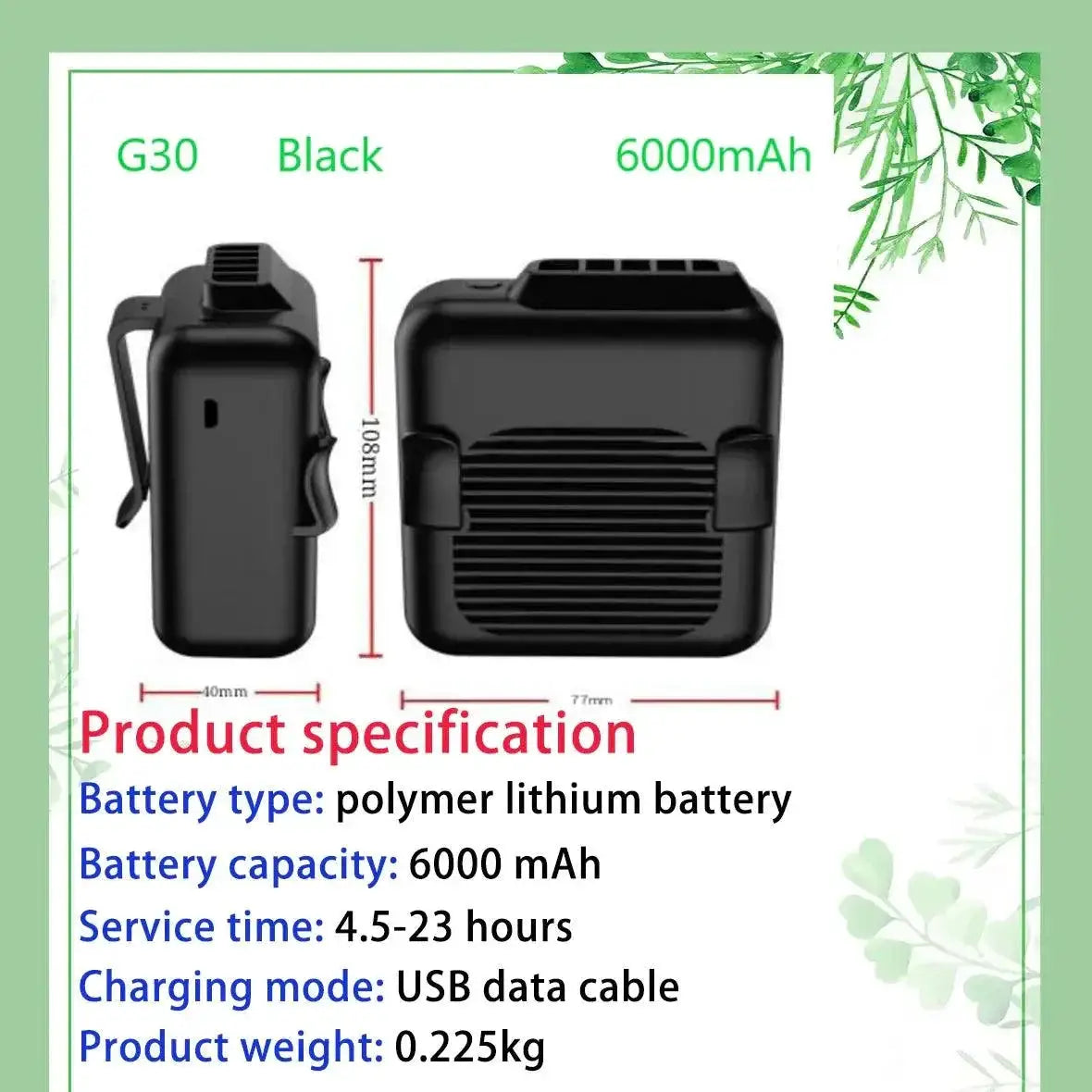 Portable USB Neck Hanging Mini Fan With Waist Clip -  product image