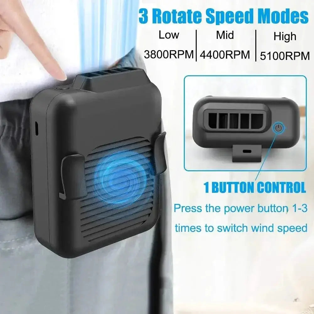 Portable USB Neck Hanging Mini Fan With Waist Clip