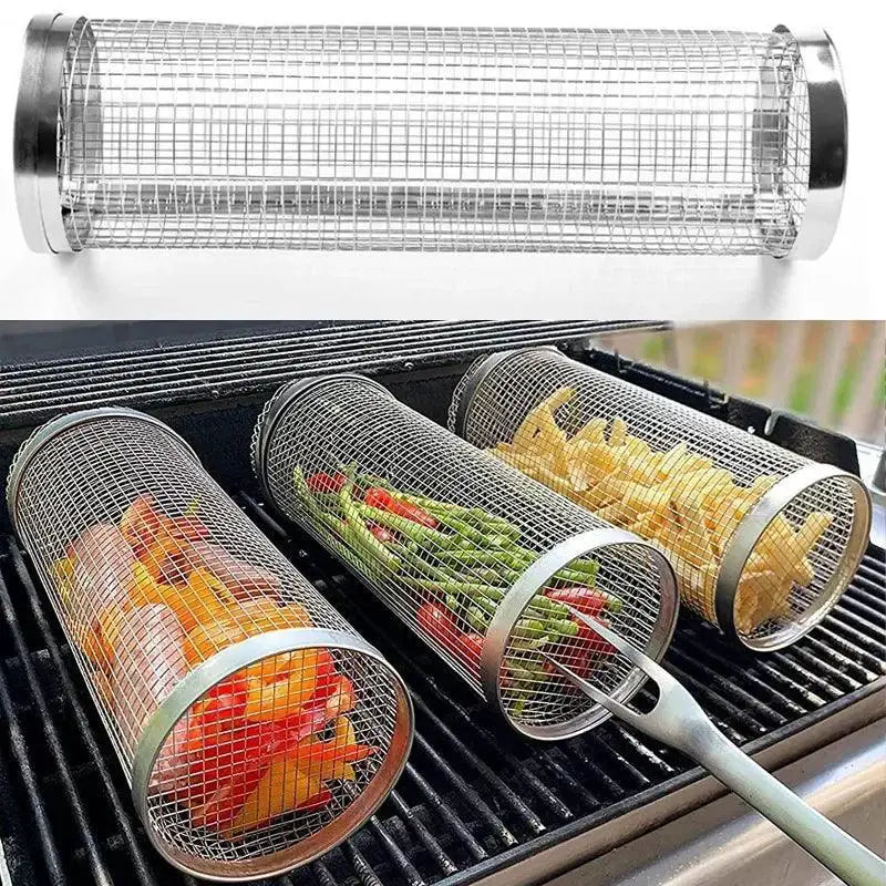 Portable Stainless Steel Barbecue Grill Basket For Camping