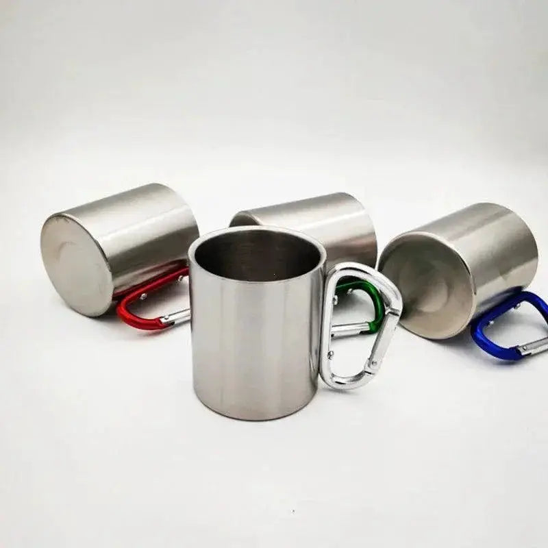 Portable Stainless Steel Camping Mug With Carabiner Handle