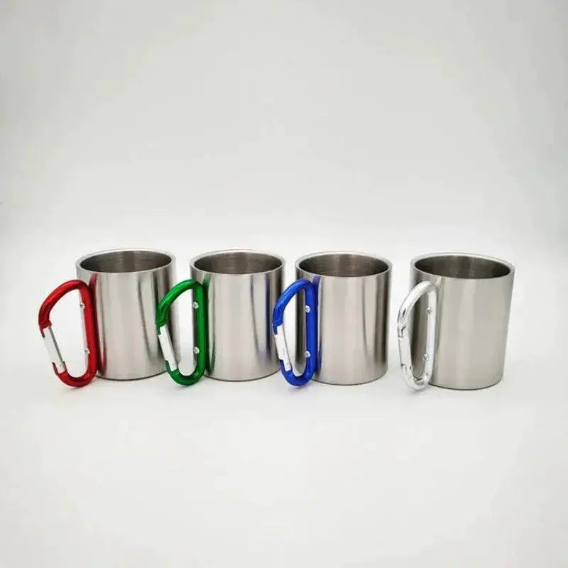 Portable Stainless Steel Camping Mug With Carabiner Handle