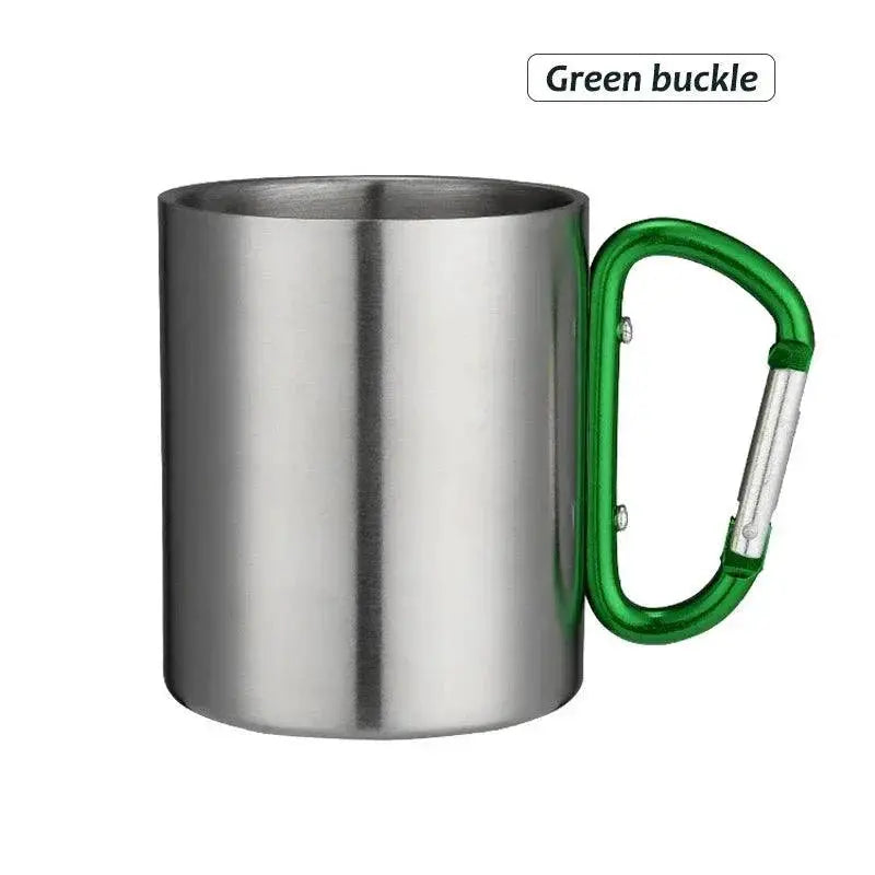 Portable Stainless Steel Camping Mug With Carabiner Handle