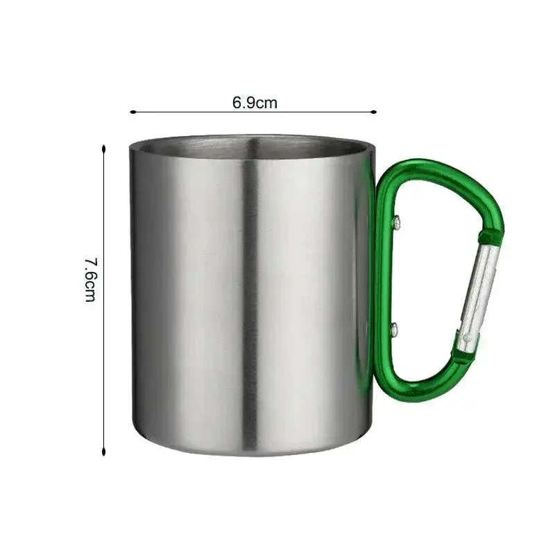 Portable Stainless Steel Camping Mug With Carabiner Handle