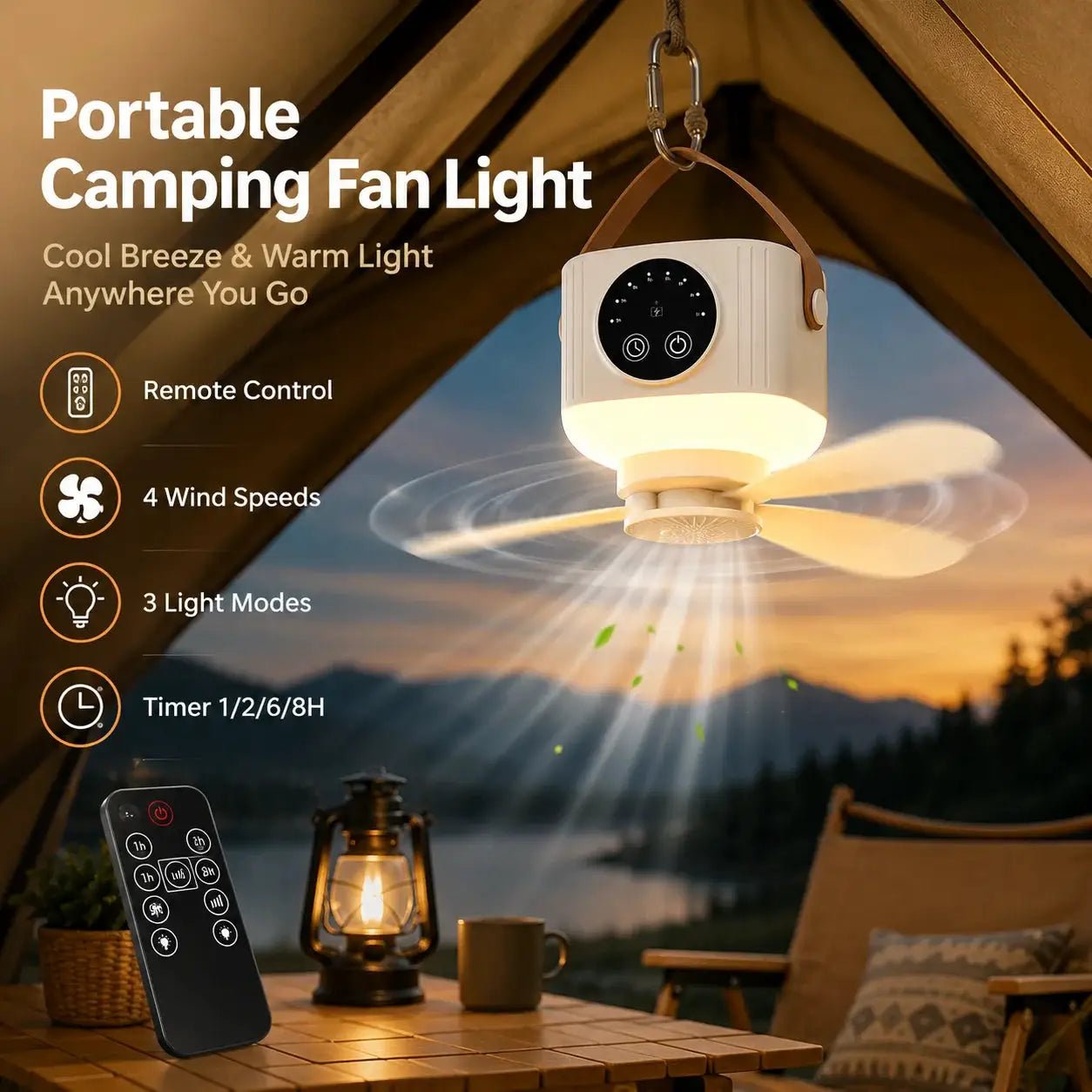 Portable USB Hanging Ceiling Fan Ideal for Dorm Rooms and Outdoor Adventures