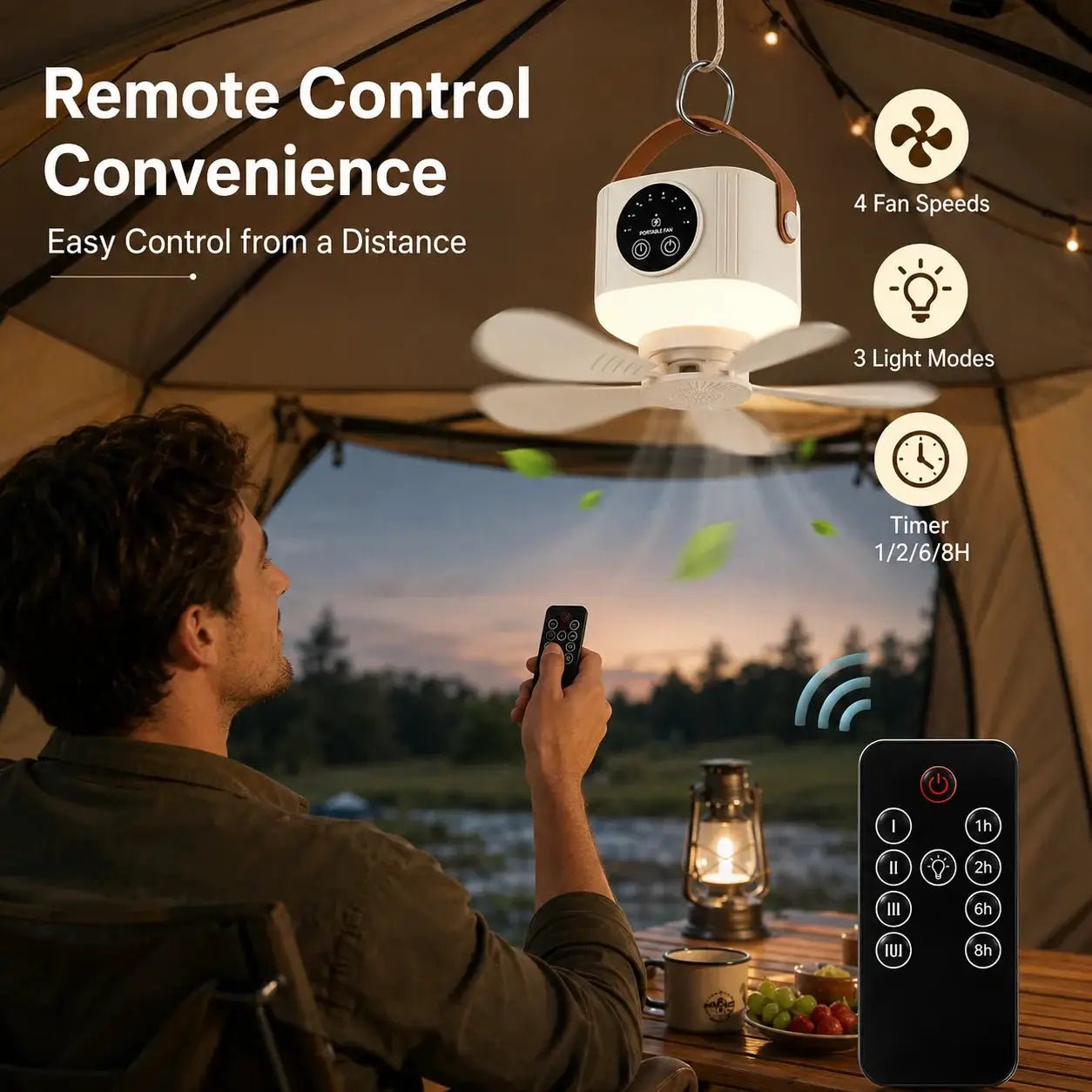 Portable USB Hanging Ceiling Fan Ideal for Dorm Rooms and Outdoor Adventures