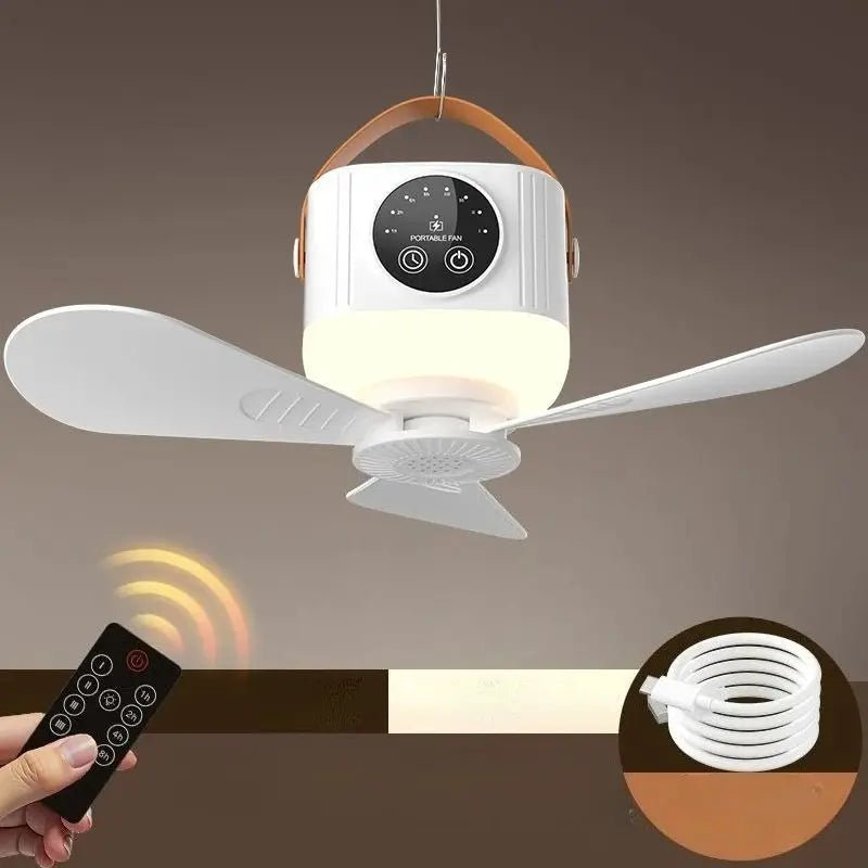 Portable USB Hanging Ceiling Fan Ideal for Dorm Rooms and Outdoor Adventures