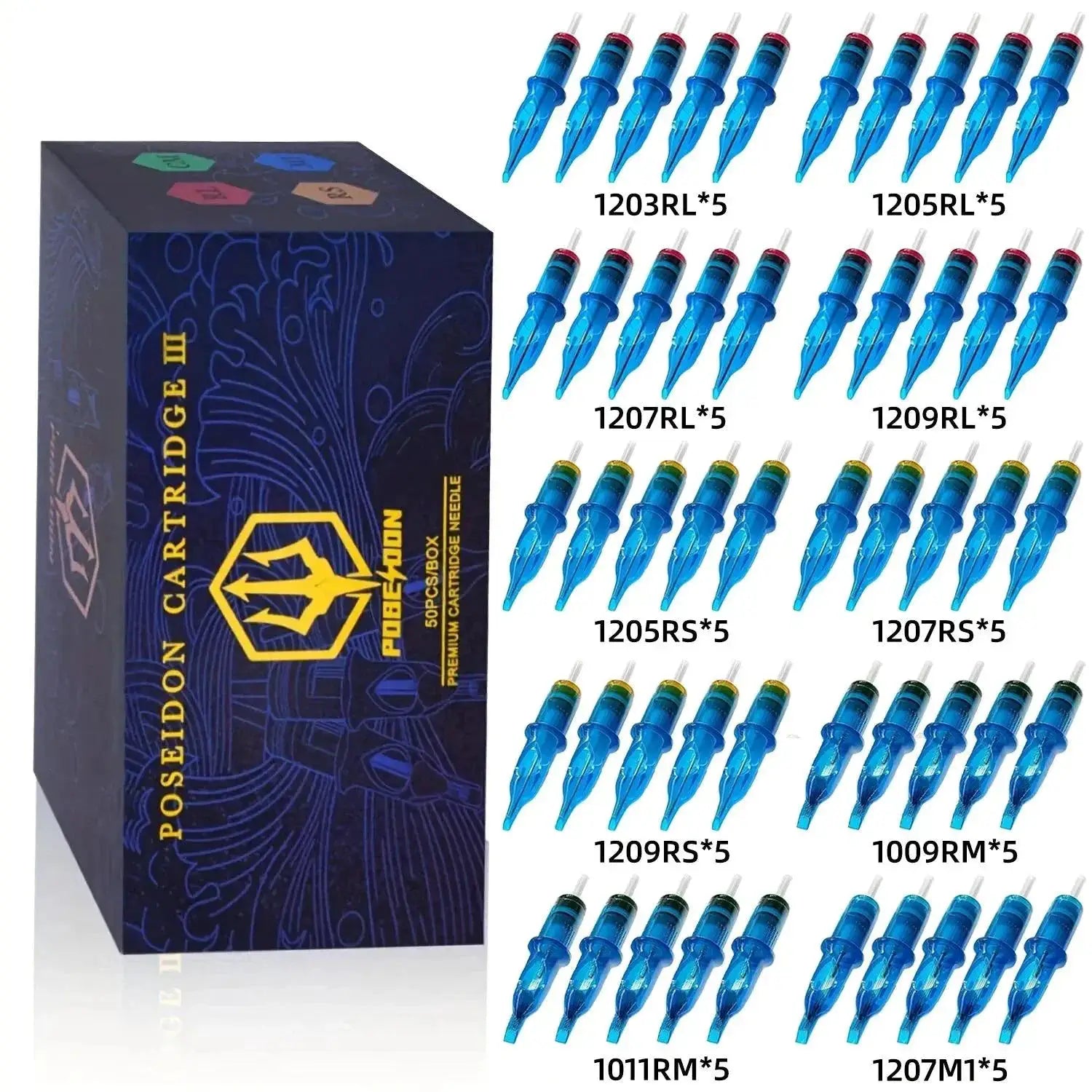 Poseidon Pro Tattoo Cartridge Needles Sterile Pack 50Pcs
