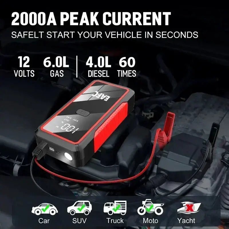 Powerful 2000A Jump Starter for Cars