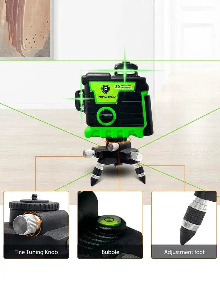 Pracmanu Green Beam 3D Laser Level For Precision Alignment
