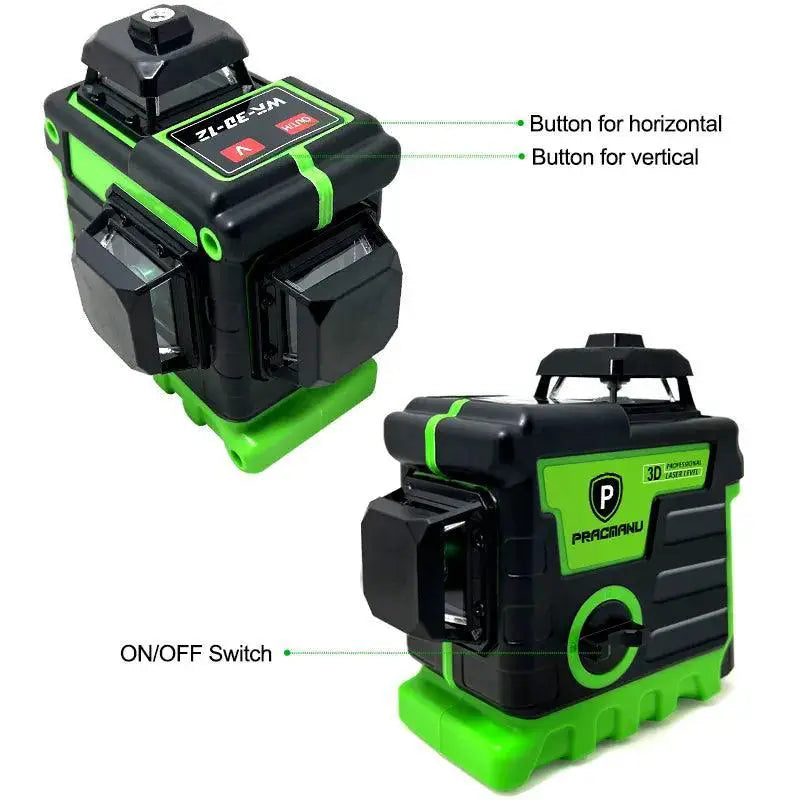 Pracmanu Green Beam 3D Laser Level For Precision Alignment