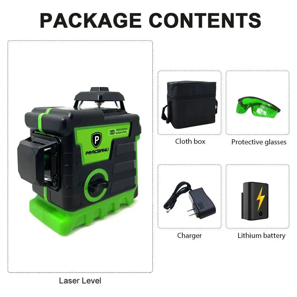Pracmanu Green Beam 3D Laser Level For Precision Alignment