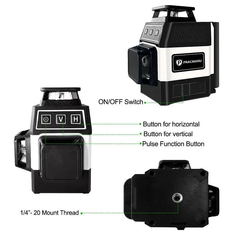 Pracmanu Green Laser Level Precision Alignment 12 Lines