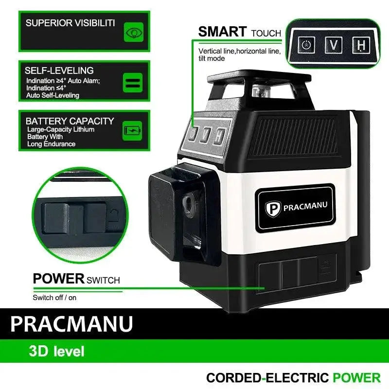Pracmanu Green Laser Level Precision Alignment 12 Lines