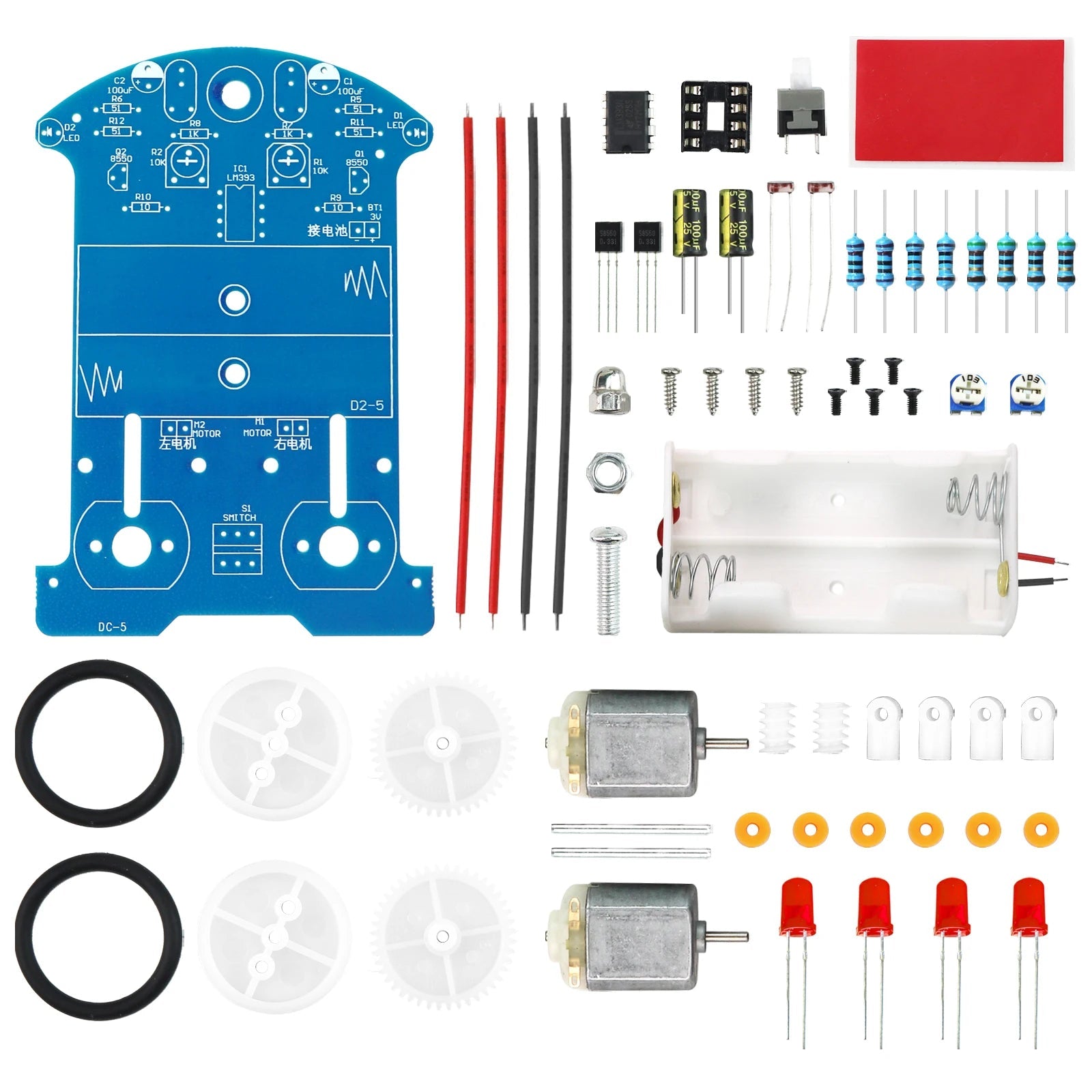 Practice Soldering Learning Electronics Kit - Smart Car Line Following Robot DIY