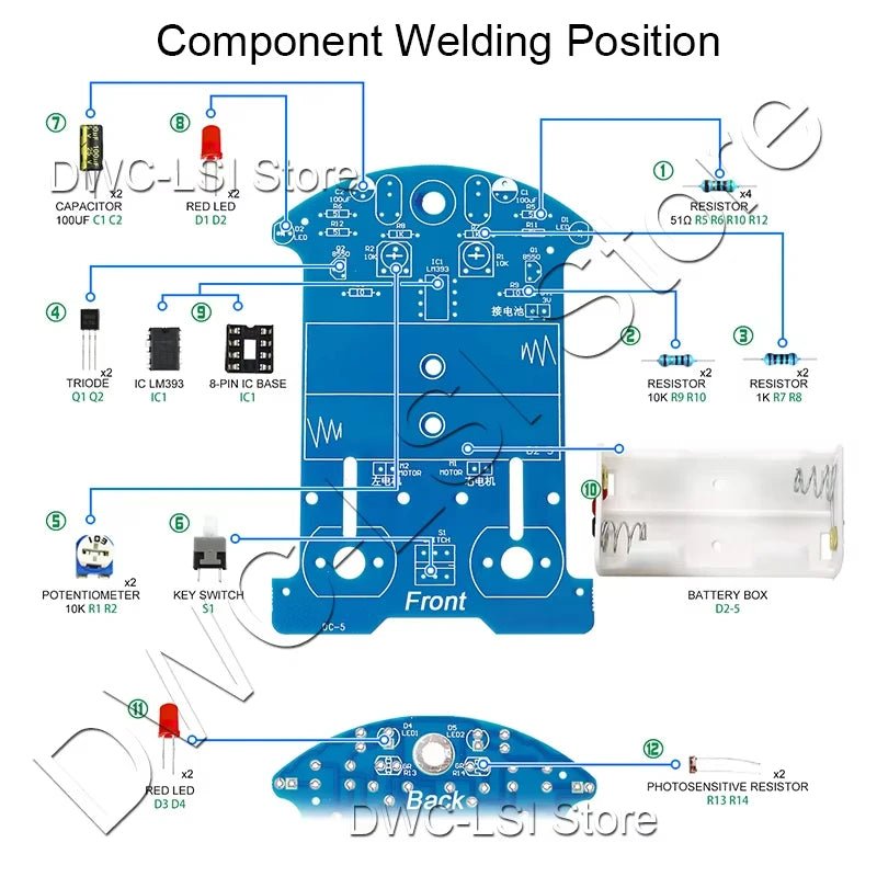 Practice Soldering Learning Electronics Kit - Smart Car Line Following Robot DIY