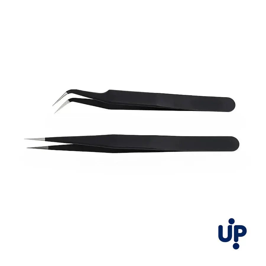 Precision Black Tweezers for Nail Art and Eyelash Extensions for DIY Beauty Pros