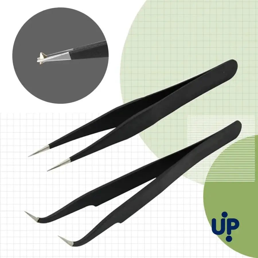 Precision Black Tweezers for Nail Art and Eyelash Extensions for DIY Beauty Pros