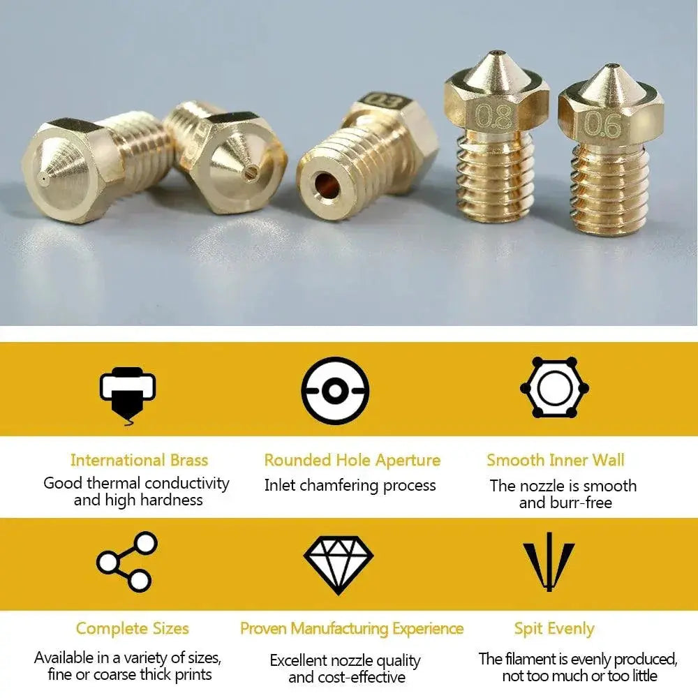 Precision Brass Nozzle Set For 3D Printer Extruder Upgrade