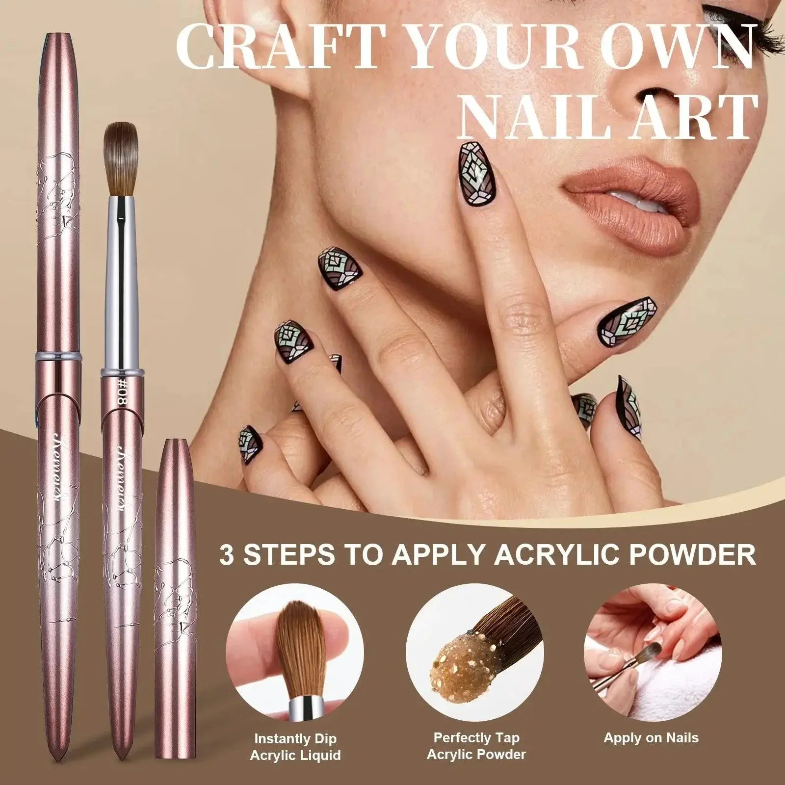 Precision Kolinsky Hair Nail Brush for Professional Control