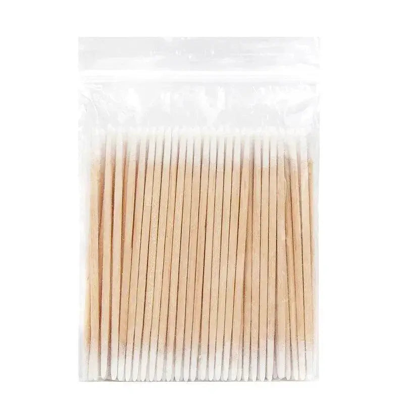 Precision Micro Wood Makeup Brushes And Cotton Swabs Set