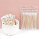 Precision Micro Wood Makeup Brushes & Cotton Swabs Set