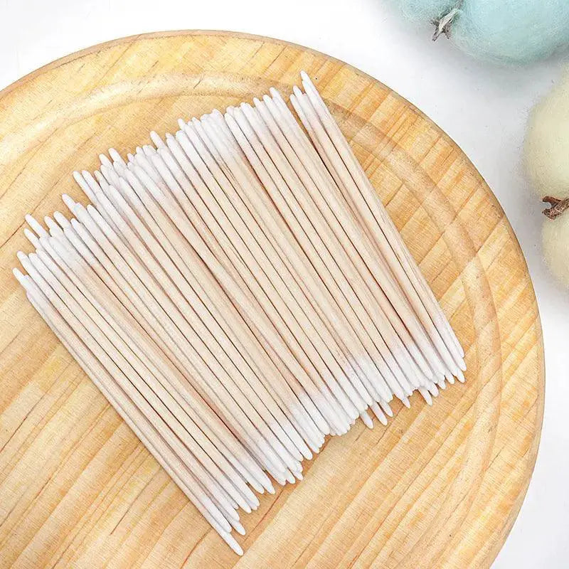 Precision Micro Wood Makeup Brushes And Cotton Swabs Set