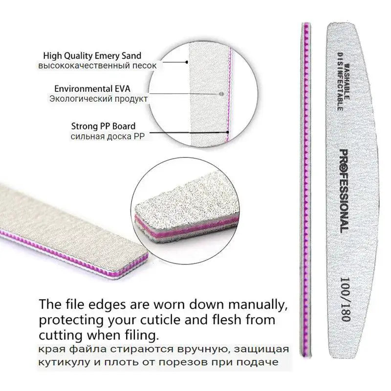 Precision Nail Files Kit Professional Dual Grit Tools Set