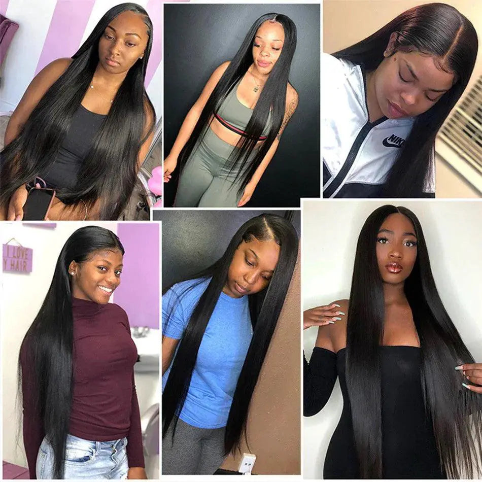 Premium 32 Inch Brazilian Human Hair Lace Front Wig Straight