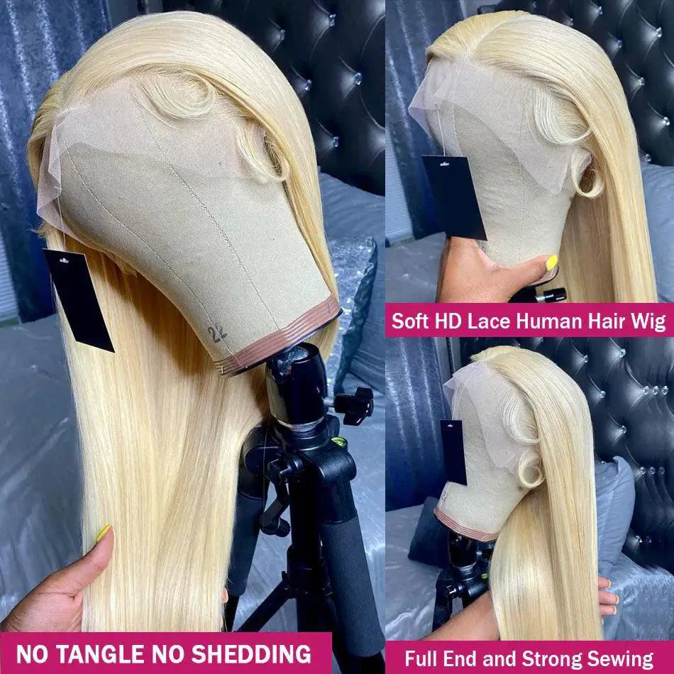 Premium 613 Blonde Human Hair Lace Front Wig Remy Brazilian
