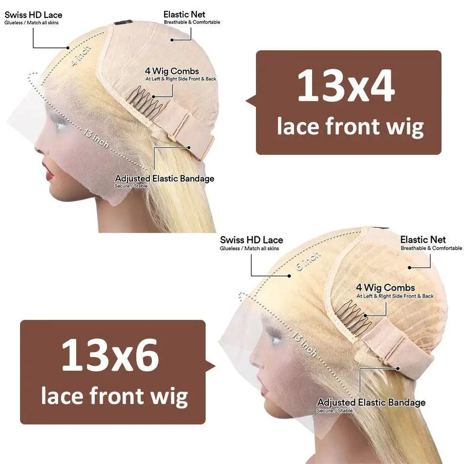 Premium 613 Blonde Human Hair Lace Front Wig Remy Brazilian