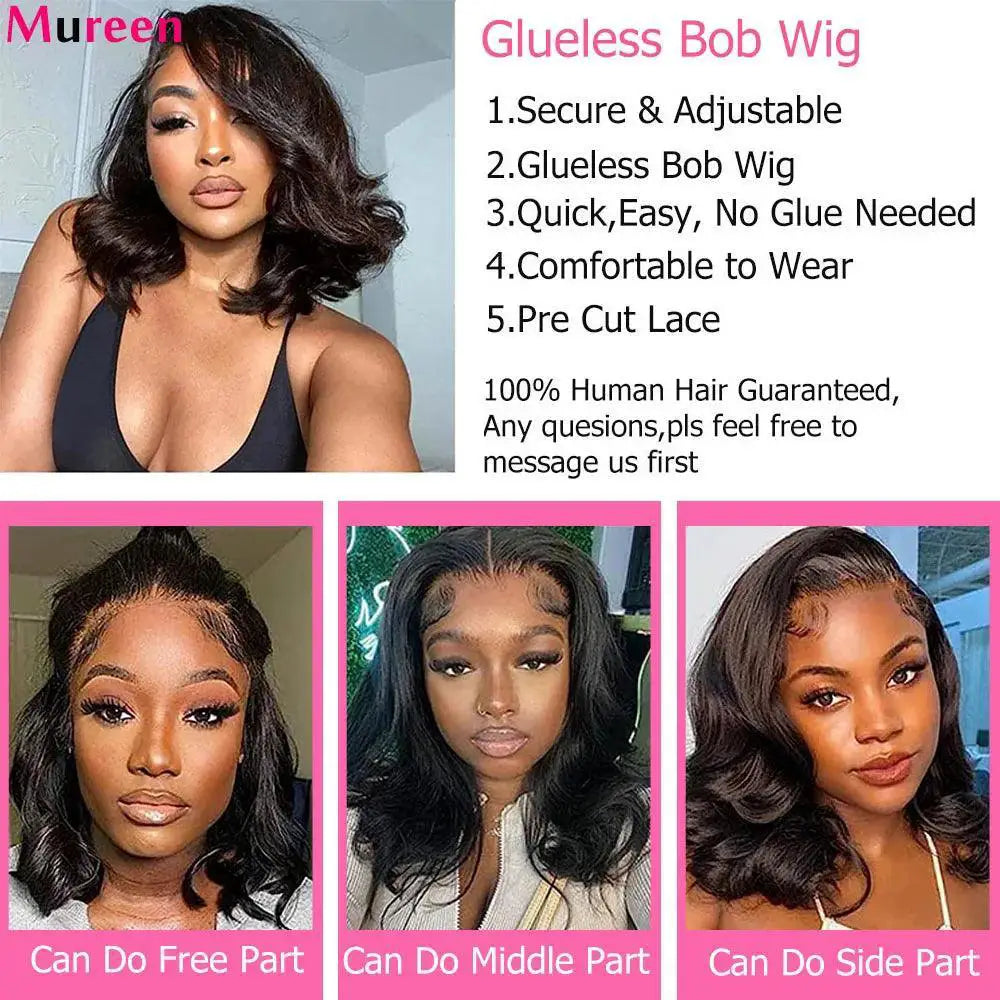 Premium Body Wave Bob Wig With Lace Closure Natural Look