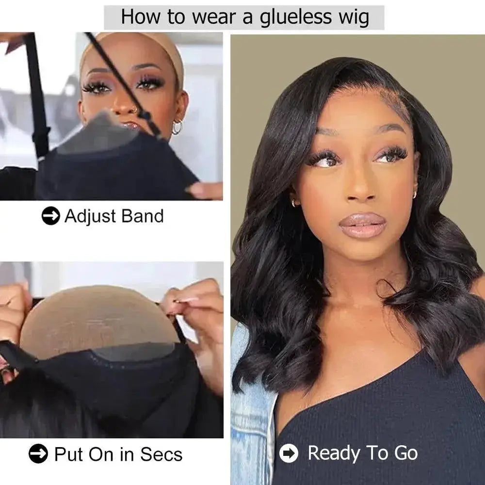 Premium Body Wave Bob Wig With Lace Closure Natural Look