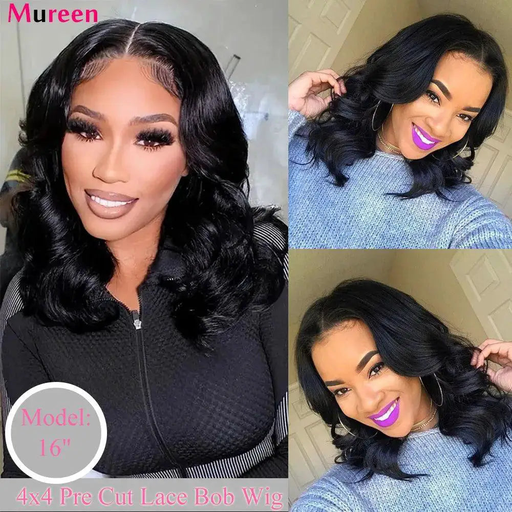 Premium Body Wave Bob Wig With Lace Closure Natural Look