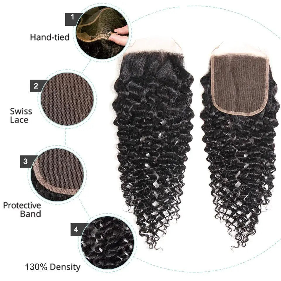 Premium Brazilian Deep Wave Hair Bundle With HD Lace Closure