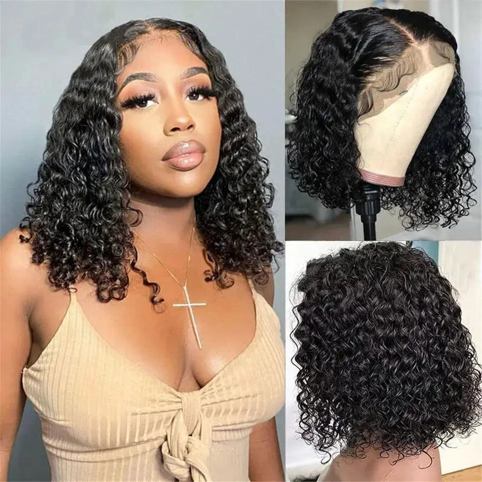 Premium Brazilian Deep Wave Lace Front Bob Wig 55 Inches