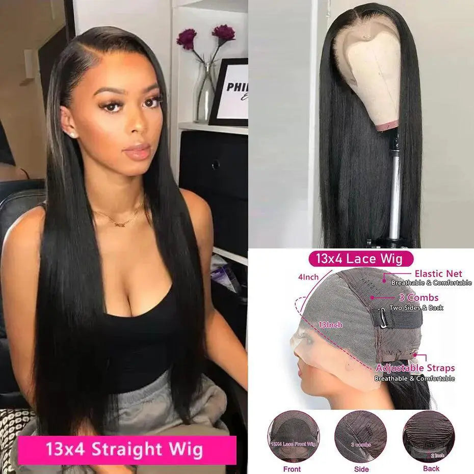 Premium Brazilian Human Hair Straight Wig With HD Lace
