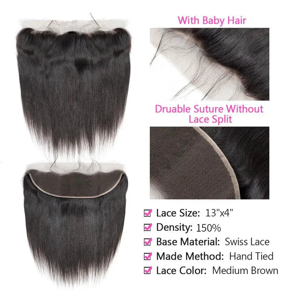 Premium Brazilian Straight Hair Bundle With Lace Closure Set