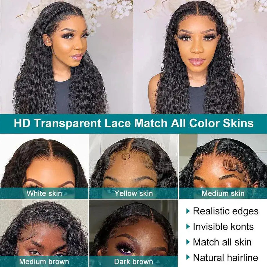 Premium Deep Wave Human Hair Wig With Lace Closure