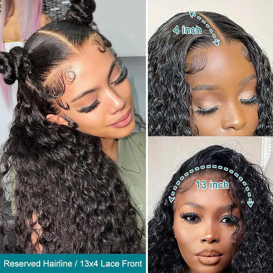 Premium Deep Wave Human Hair Wig With Lace Closure