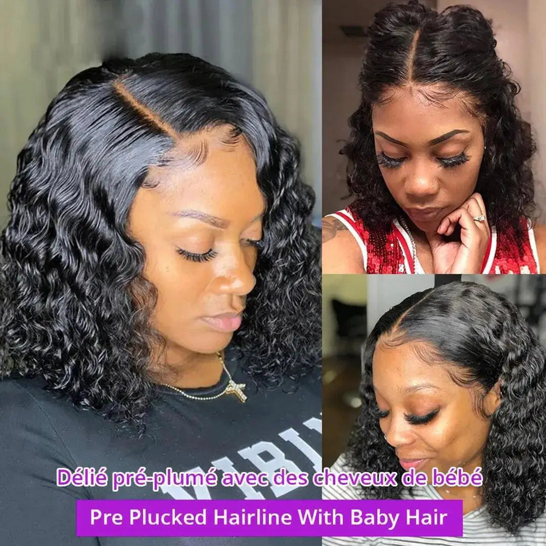 Premium Deep Wave Lace Frontal Bob Wig Brazilian Hair