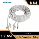 Premium ESCAM RJ45 DC Power Ethernet Cable for CCTV IP Cameras