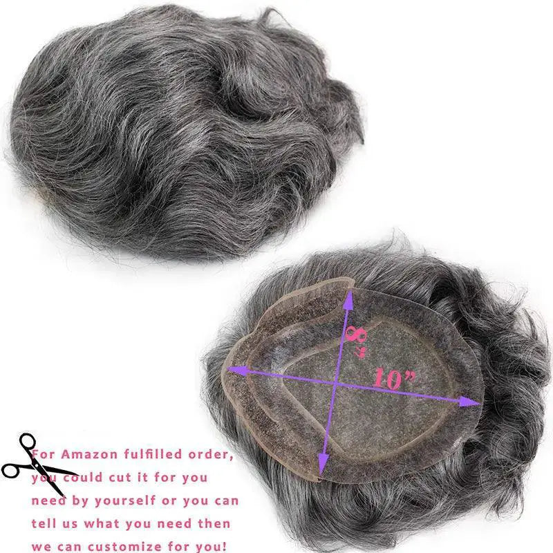 Premium Grey Lace Front Hairpiece for Men Natural Look