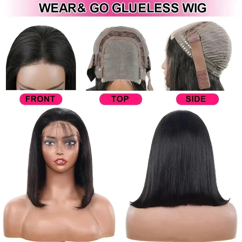 Premium Remy Human Hair Lace Front Bob Wig 4x4 Glueless