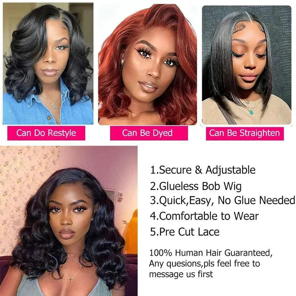 Premium Remy Human Hair Bob Wigs Glueless And Stylish