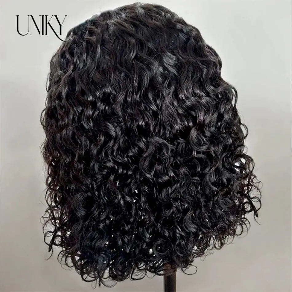 Water Wave Deep Curly Bob Lace Wig 100 Percent Remy Hair