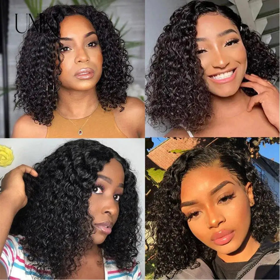 Water Wave Deep Curly Bob Lace Wig 100 Percent Remy Hair