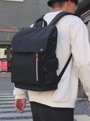 Waterproof PU Leather Laptop Backpack for Men with USB Charging