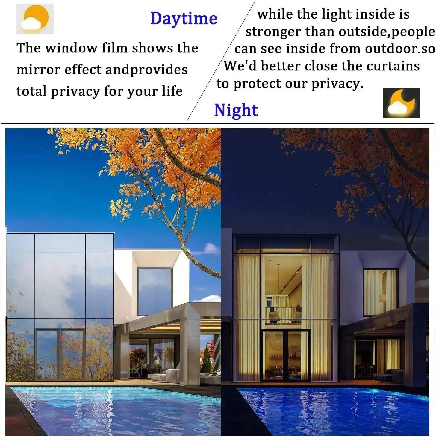 Privacy Mirror Window Film For Heat Control UV Protection