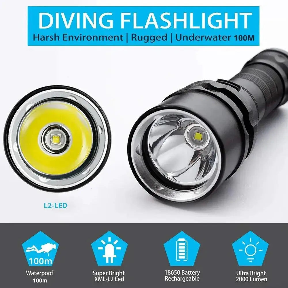 Professional Diving Flashlight Waterproof Light Adventures